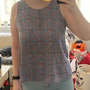 JCrew blue red geometric tank